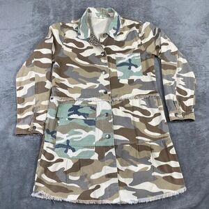 Mystree Jacket Dress Women S Camo Utility ButtonFront Trench Fringe Patched Boho